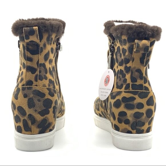 Blondo Glade Leopard Suede Faux Fur Lined Sneaker - Picture 2 of 14